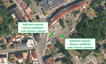 Zastávka náhradní autobusové dopravy LITVÍNOV, POLIKLINIKA