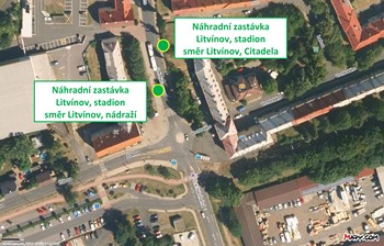 Zastávka náhradní autobusové dopravy LITVÍNOV, STADION