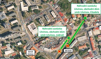 Zastávka náhradní autobusové dopravy LITVÍNOV, OBCHODNÍ DŮM