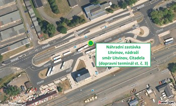 Zastávka náhradní autobusové dopravy LITVÍNOV, NÁDRAŽÍ