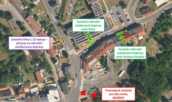 Zastávka náhradní autobusové dopravy LITVÍNOV, POLIKLINIKA