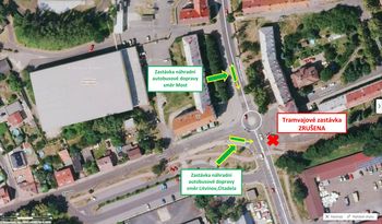 Zastávka náhradní autobusové dopravy LITVÍNOV, STADION